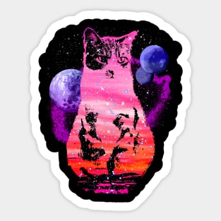 Space Cat with Planets Sticker